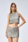 Pul Payet İşlemeli Tül Crop Bluz - Nineteen Brand